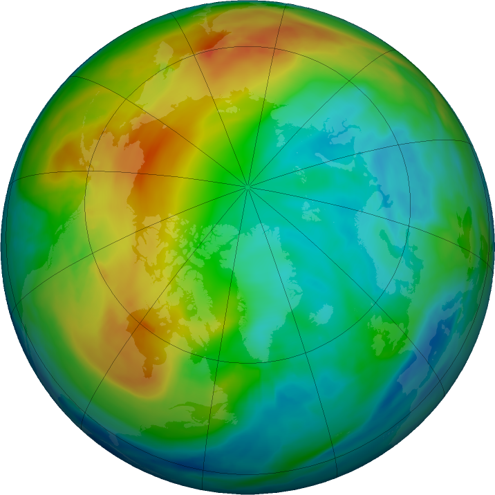 Arctic ozone map for 12 December 2023